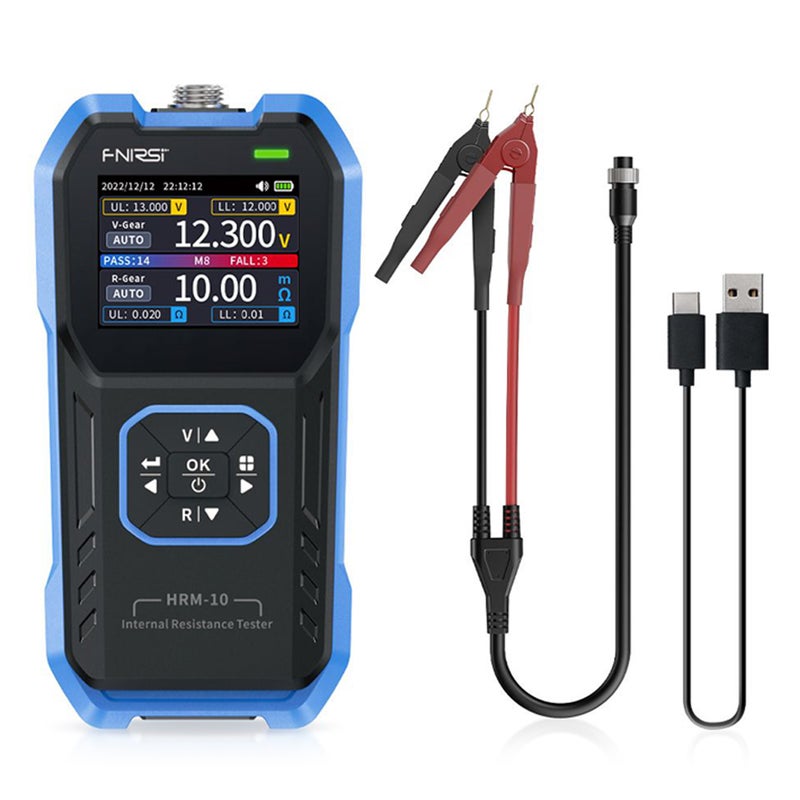 HRM-10 Portable Versatile 4-Wire Battery Tester Accurate Internal Resistance Voltage Measurement Device TFT Display with Sorting Data Hold and Export Functions for Various Battery Types - Image 1