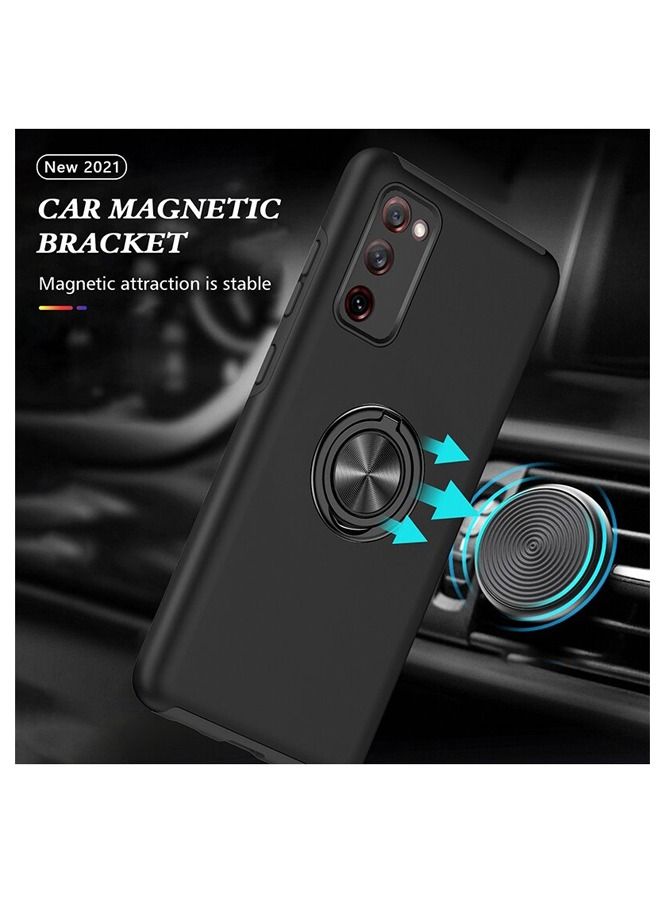 روك بو سامسونج غالاكسي S20FE حالة الهاتف المحمول ، الجيش الصف قطرة حماية رقيقة جدا واقية من الصدمات ، مع 360 درجة قوس قابل للتدوير المغناطيسي الدائري ، متوافق مع سامسونج S20FE حالة الهاتف المحمول 5G ، أسود - Image 5