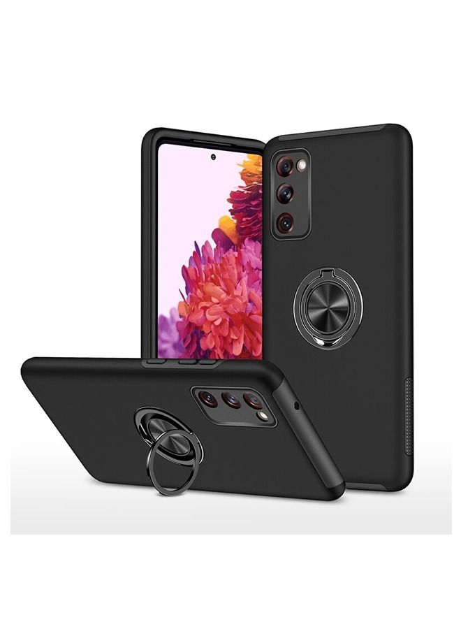 روك بو سامسونج غالاكسي S20FE حالة الهاتف المحمول ، الجيش الصف قطرة حماية رقيقة جدا واقية من الصدمات ، مع 360 درجة قوس قابل للتدوير المغناطيسي الدائري ، متوافق مع سامسونج S20FE حالة الهاتف المحمول 5G ، أسود - Image 1