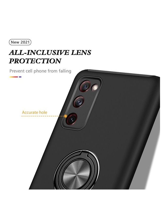 روك بو سامسونج غالاكسي S20FE حالة الهاتف المحمول ، الجيش الصف قطرة حماية رقيقة جدا واقية من الصدمات ، مع 360 درجة قوس قابل للتدوير المغناطيسي الدائري ، متوافق مع سامسونج S20FE حالة الهاتف المحمول 5G ، أسود - Image 4