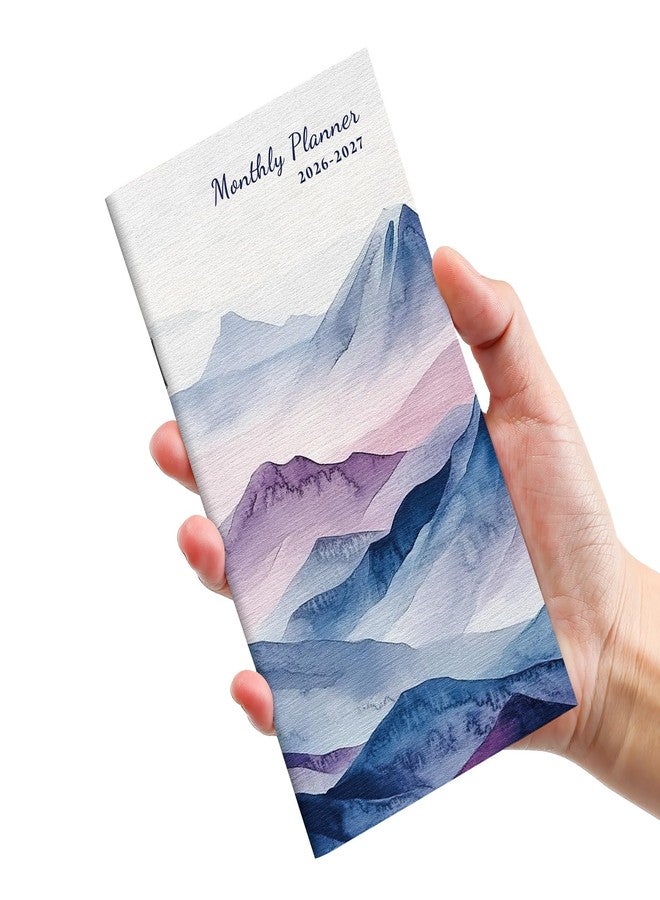 Taja Pocket Calendar 2026-2027 for Purse, Two Year Monthly Planner Pocket Size, Jan 2026 to Dec 2027 Monthly Planner Small Size (6.5" x 3.5") - Distant Peaks - Image 1