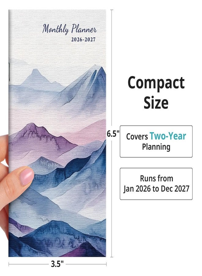 Taja Pocket Calendar 2026-2027 for Purse, Two Year Monthly Planner Pocket Size, Jan 2026 to Dec 2027 Monthly Planner Small Size (6.5" x 3.5") - Distant Peaks - Image 3
