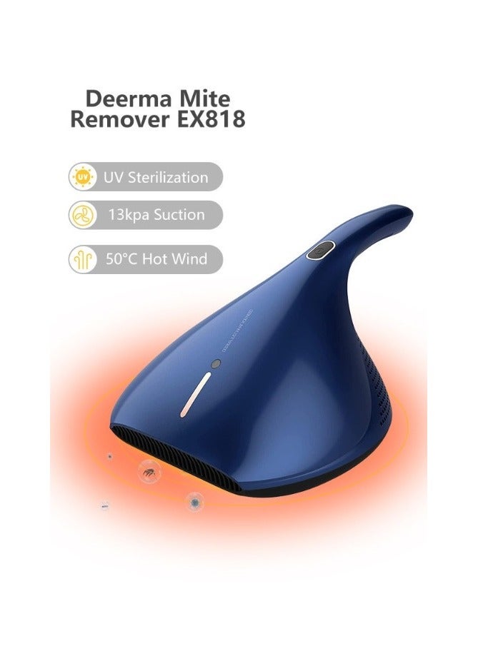 REBENUO Lightweight Handheld Dust Mite Vacuum Cleaner Powerful Capacity  with UV Sterilization Controller For Bed & Sofa CM818 Blue - Image 1