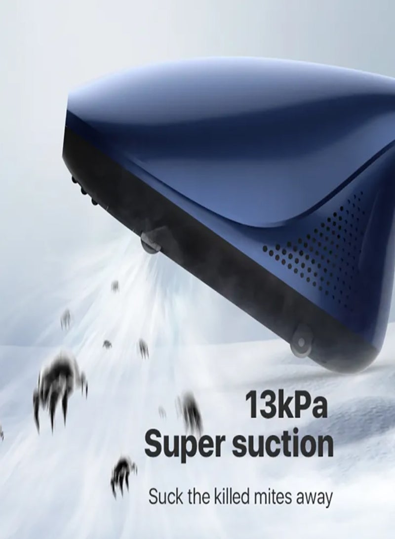 REBENUO Lightweight Handheld Dust Mite Vacuum Cleaner Powerful Capacity  with UV Sterilization Controller For Bed & Sofa CM818 Blue - Image 2