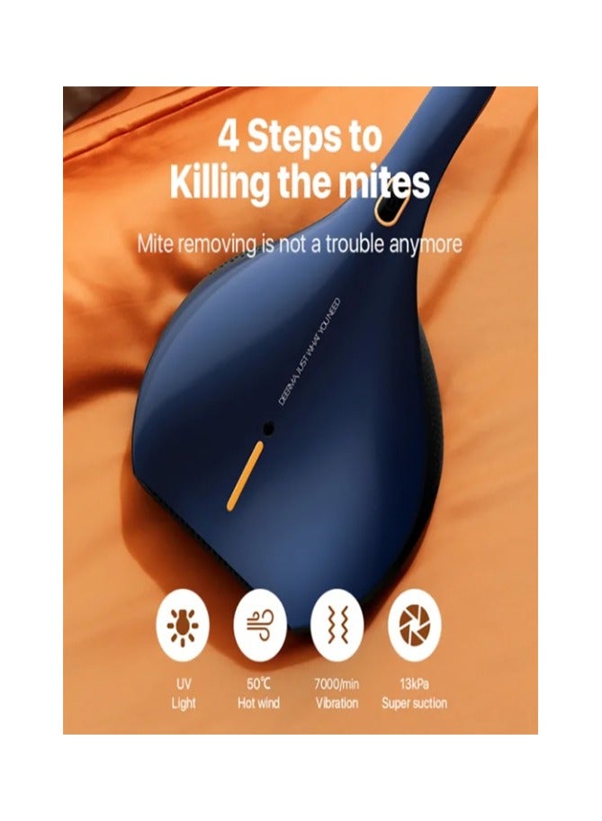 REBENUO Lightweight Handheld Dust Mite Vacuum Cleaner Powerful Capacity  with UV Sterilization Controller For Bed & Sofa CM818 Blue - Image 3