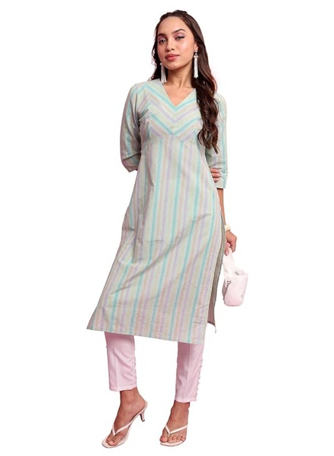 Vishudh Women's Kurta | Regular Fit | Trendy Ethnic Top for Everyday Comfort multicolour  (M) - Image 1