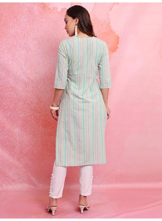 Vishudh Women's Kurta | Regular Fit | Trendy Ethnic Top for Everyday Comfort multicolour  (M) - Image 3