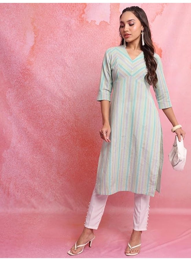 Vishudh Women's Kurta | Regular Fit | Trendy Ethnic Top for Everyday Comfort multicolour  (M) - Image 4