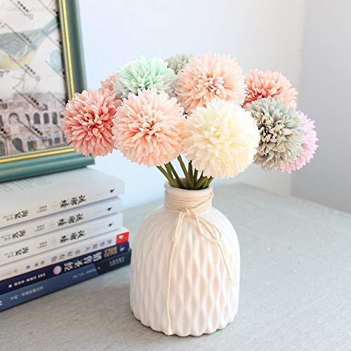 Louiesya Artificial Flowers 12Pcs Fake Flowers Silk Artificial Chrysanthemum Ball Hydrangea Bridal Wedding Bouquet for Home Garden Party Wedding Decor (Grapefruit Pink) - Image 4