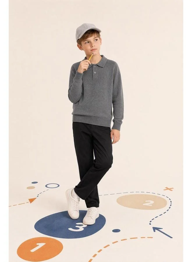 Perendi Unisex Polo Collar Knit Sweater.