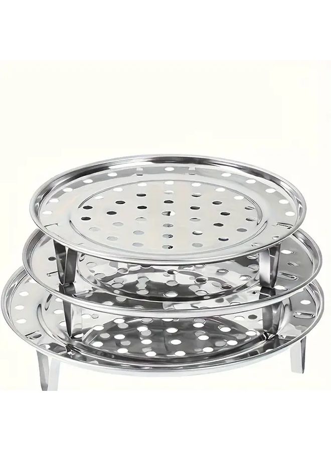 3pcs Stainless Steel Steamer Rack Round Inner Pot With Jar Holder For Large Pots Kitchen Cooking - Image 1