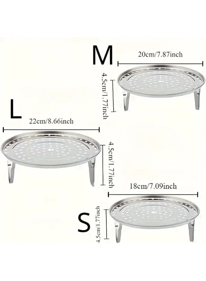 3pcs Stainless Steel Steamer Rack Round Inner Pot With Jar Holder For Large Pots Kitchen Cooking - Image 3