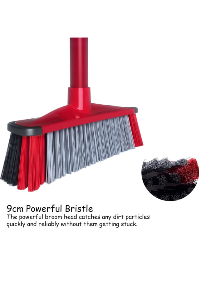 Vileda 3action Indoor  Broom With 3-Piece Handle, Three Different Types Of Fibers, Powerful Bristle, Versatile Rubber Broom, Lightweight, Red & Black, 30 x 6 x 139 - Image 5