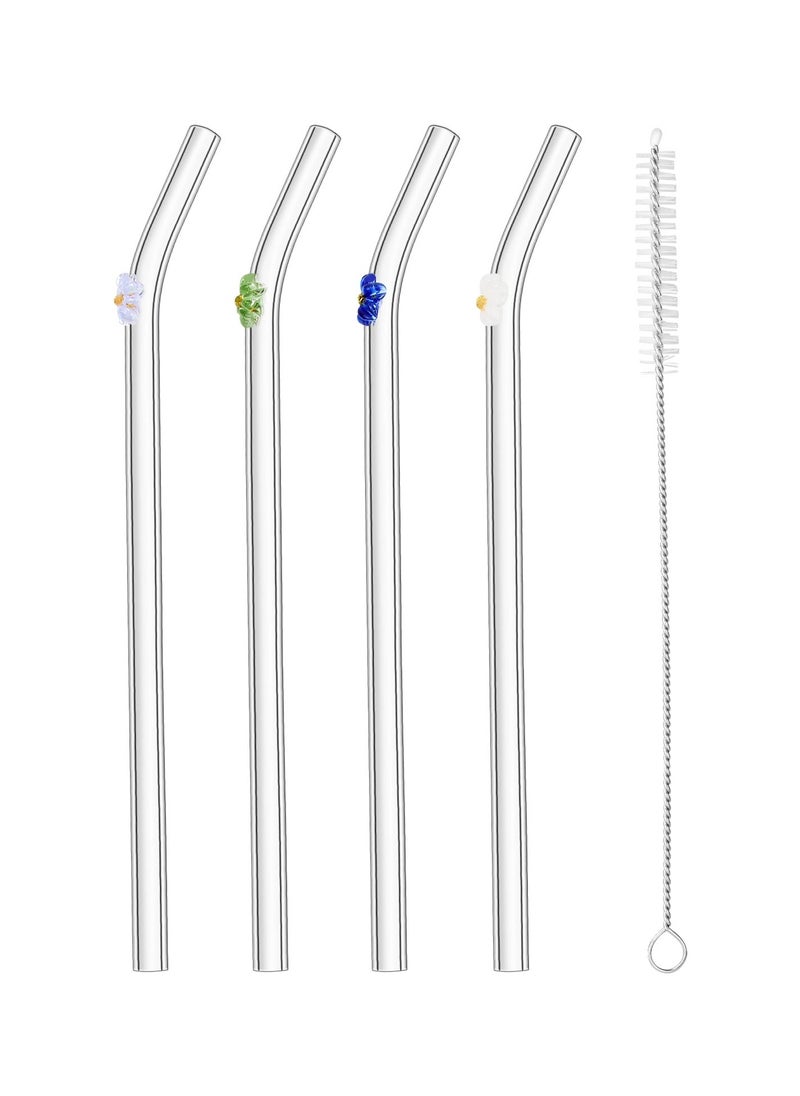 Generic 5-Piece High Borosilicate Glass Straw Set, 4 Reusable Straws with Brush, Perfect for Hot and Cold Drinks  - Image 1