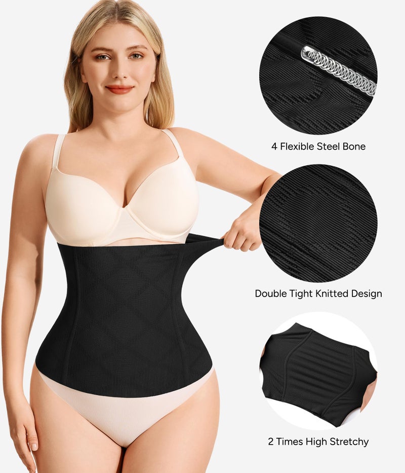Nebility Womens' Waist Trainer Tummy Control Waist Cincher Slim Body Shaper (Black Without Hook, L) - Image 5
