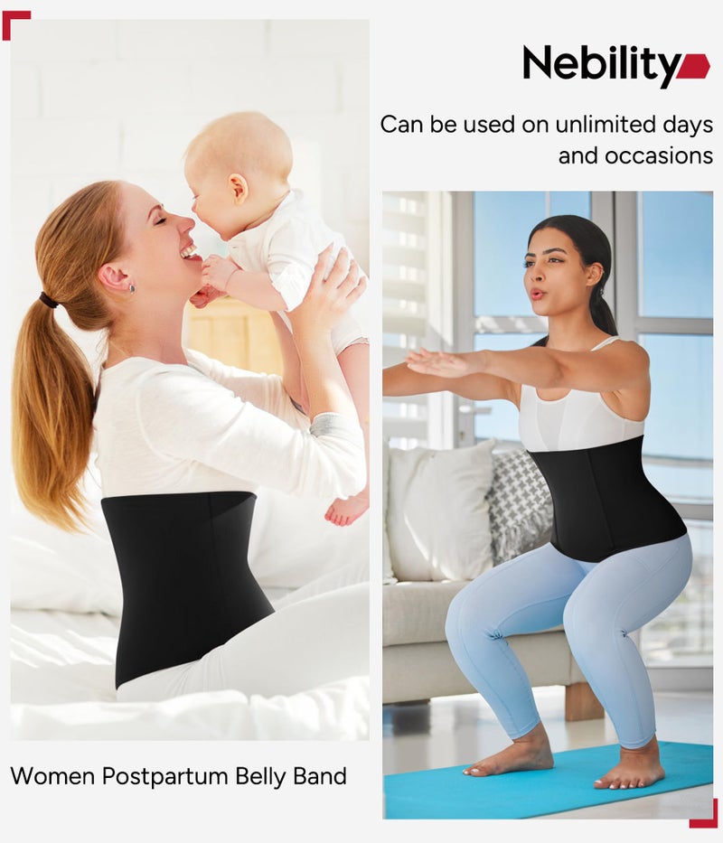 Nebility Womens' Waist Trainer Tummy Control Waist Cincher Slim Body Shaper (Black Without Hook, L) - Image 2