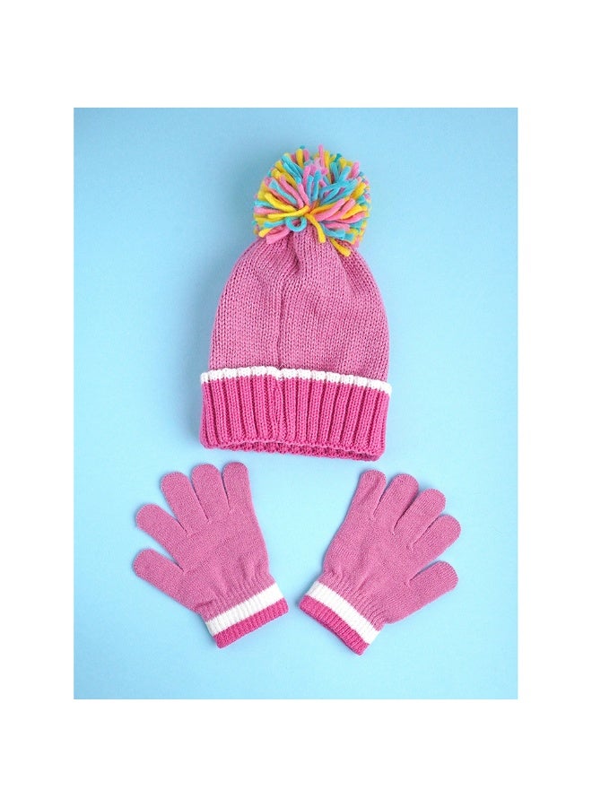 LITTLE SURPRISE BOX Muave Frill Unicorn Winter Cap Beanie & matching Gloves2 pcs set - Image 4