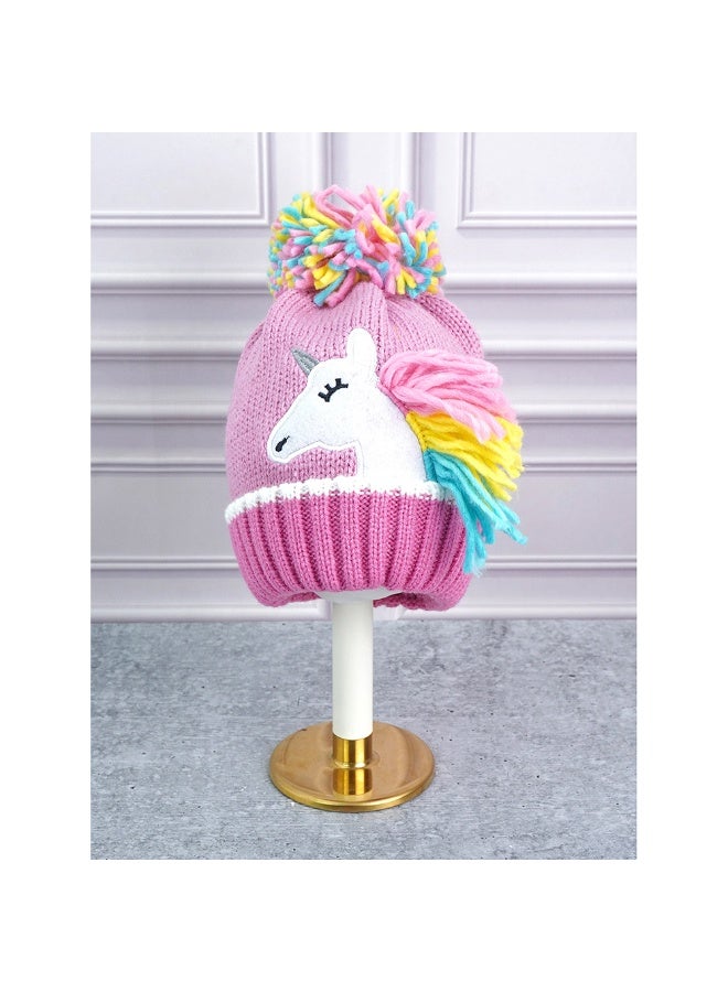 LITTLE SURPRISE BOX Muave Frill Unicorn Winter Cap Beanie & matching Gloves2 pcs set - Image 3