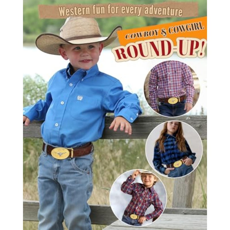 AWAYTR Ratchet Western Belt - PU Leather Cowboy Belt Adjustable Toddler to Big Kid Sizes for Jeans - Image 4
