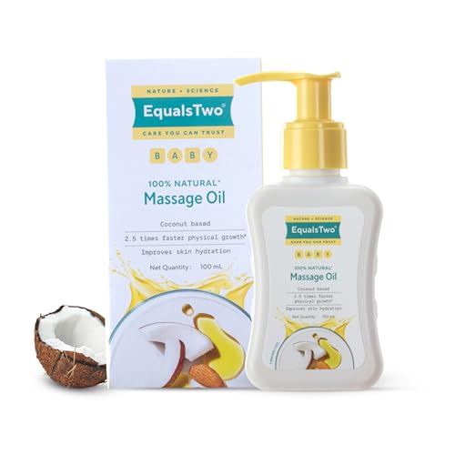 EQUALSTWO by Zydus Nourishing Baby Massage Oil 100ml, 100% Natural Non-Greasy Moisturizing Baby Oil for New Born, Strengthen Muscles & Bones, All Skin Types, Hypoallergenic, Dermatologically Tested, (Pack 1) - Image 1