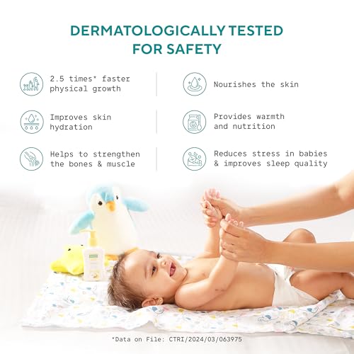 EQUALSTWO by Zydus Nourishing Baby Massage Oil 100ml, 100% Natural Non-Greasy Moisturizing Baby Oil for New Born, Strengthen Muscles & Bones, All Skin Types, Hypoallergenic, Dermatologically Tested, (Pack 1) - Image 4