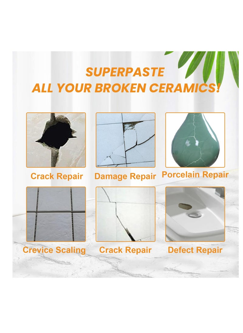 Excefore - White Porcelain Repair Kit, 2 Pcs Porcelain Stone Repair Kit with Scraper, Small Spoon, Transparent Gloves, Masking tape, Sandpaper, Fiberglass Tub Repair Kit for Sink, Shower, Countertop - Image 1