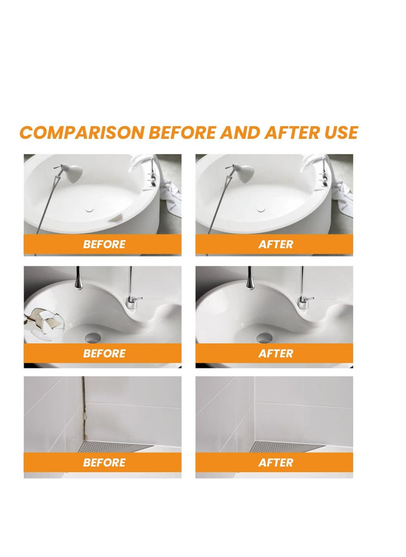 Excefore - White Porcelain Repair Kit, 2 Pcs Porcelain Stone Repair Kit with Scraper, Small Spoon, Transparent Gloves, Masking tape, Sandpaper, Fiberglass Tub Repair Kit for Sink, Shower, Countertop - Image 1