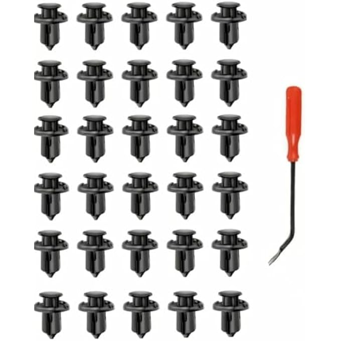 rayihni 30Pcs With Tool Front Bumper PushRod Clips Compatible With Honda CrV Accord Civic Acura 91503Sz3003 10Mm Black Nylon Clip PushType Retainer Clips Pin Screws - Image 2