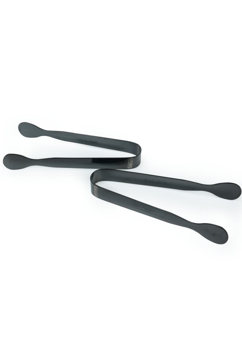 Beram Sugar Tong  Oval  Shape Stainless Steel Mini Tongs for Sugar Cubes, Ice, Snacks & Tea Parties – Durable, Rust-Resistant  Black Color ( 2 Piece ) - Image 1