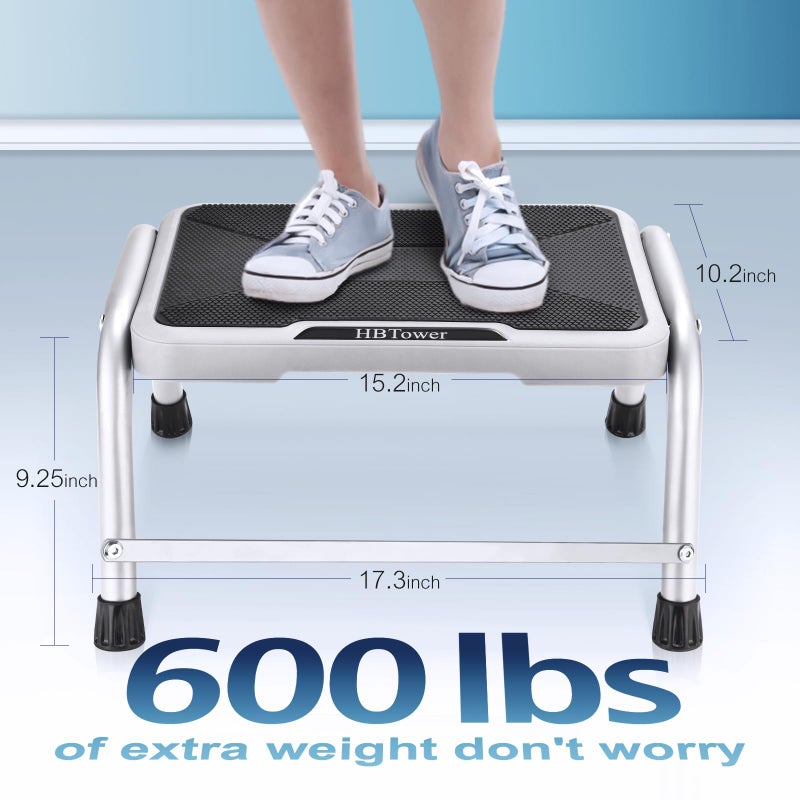 HBTower Step Stool, HBTower Step Stools for Adults Kids with Non-Slip Rubber Feet, Holds Up to 600 lbs, Lightweight Stepping Stools for Bedroom Kitchen Bathroom, Bed Steps for High Beds - Image 2
