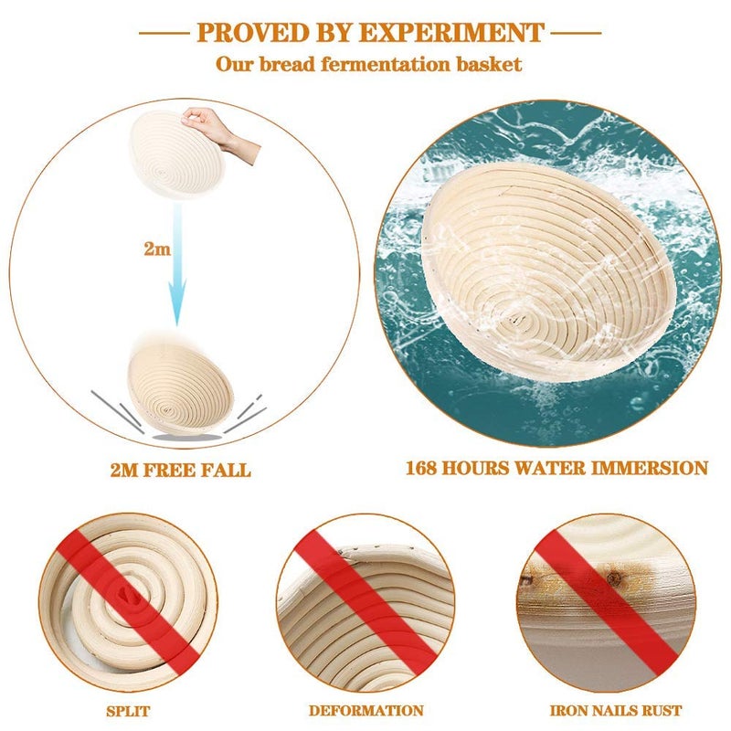 Jranter 2 Pack Of Mini 5 Inch Round Brotform Banneton Proofing Basket Bread Bowl For Baking Dough (Bonus Linen Cover) (5 Inch) - Image 2