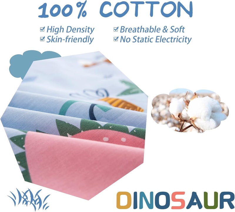 DJY Dinosaur Duvet Cover Set Twin, 100% Cotton Blue White Reversible Kids Bedding Set for Boys Girls, 2 Pieces Ultra Soft Breathable Comforter Cover Set (1 Duvet Cover+1 Pillowcase) - Image 4