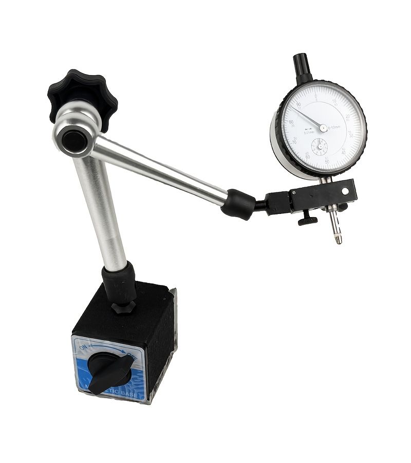 Large Universal Silvery Rod 10mm Dial Gauge 0 01mm Accuracy Magnetic Stand - Image 1