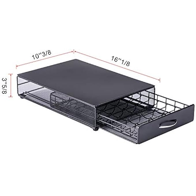 rayihni Coffee Pod Holder Storage Drawer For Nespresso Vertuo Capsule Holder Organizer Drawer Tray With Mesh Shelves For Nespresso Vertuo Holder Black Metal 40 Pod Vertuoline - Image 3