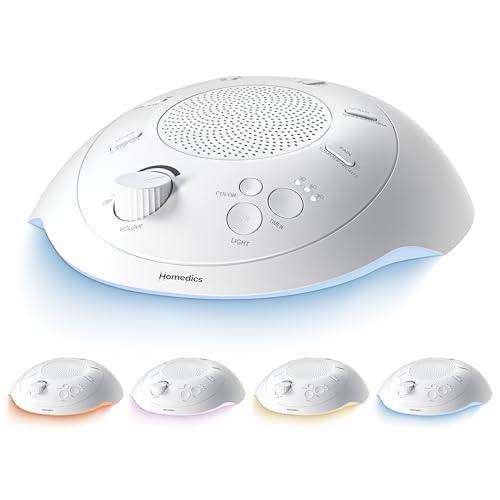 HoMedics جهاز هوميدكس سليب بيتر المحمول لصوت النوم، ضوء ليلي، 12 صوت مهدئ بما في ذلك الضوضاء البيضاء، المطر، وعاصفة رعدية، تصميم فائق الحمل، مؤقت إيقاف تلقائي، مثالي للسفر ونوم الأطفال - Image 1