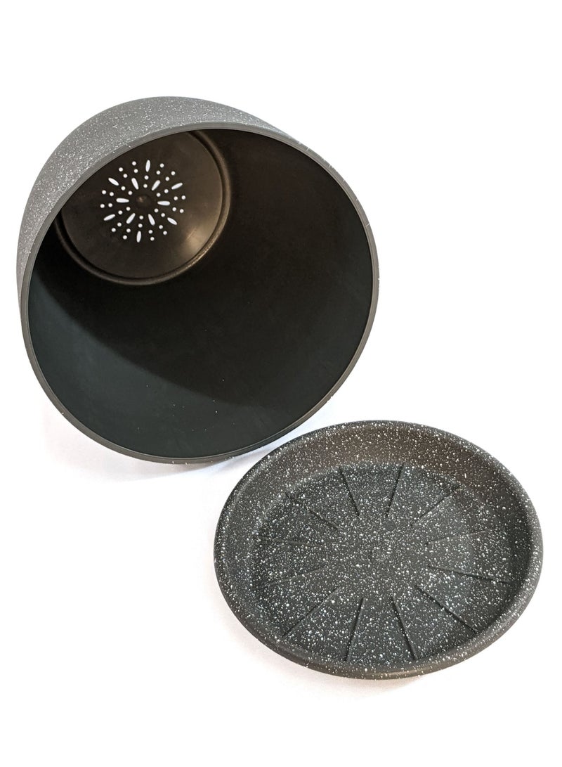 VGROW PRIME Plant Pots, Indoor Planters with Drain Holes and Tray, Minimalist Plastic Flowerpot (7 Inches, Dark Grey) - Image 4