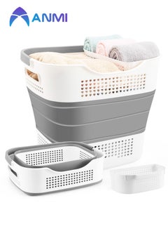 Anmi 40L Foldable Laundry Basket with Handle (Grey)  - Image 1