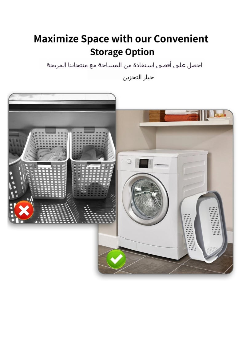 Anmi - 40L Foldable Laundry Basket with Handle (Grey) - Image 1