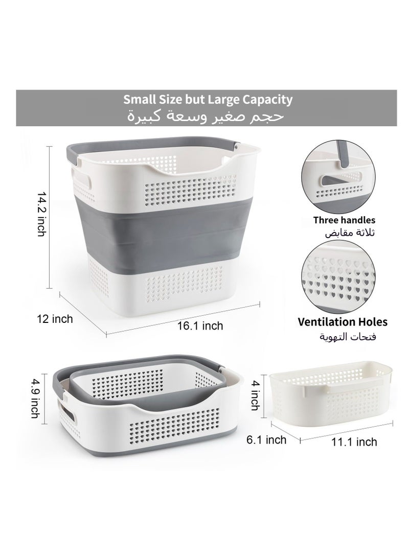 Anmi - 40L Foldable Laundry Basket with Handle (Grey) - Image 1