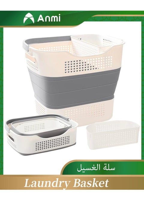 40L Foldable Laundry Basket with Handle (Grey)