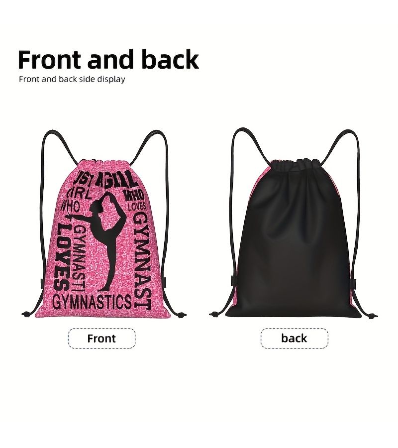 Gymnastics Blue Drawstring Sparkling Sports Backpack Durable Polyester Machine Washable Fitness Gear Everyday Use - Image 2