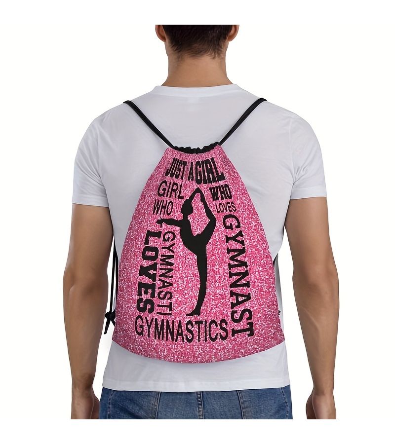 Gymnastics Blue Drawstring Sparkling Sports Backpack Durable Polyester Machine Washable Fitness Gear Everyday Use - Image 1