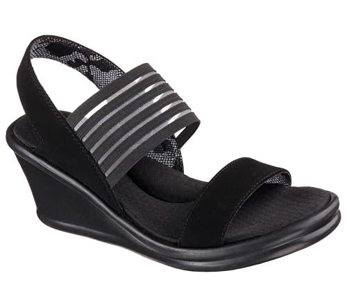 SKECHERS صندل سكيشرز كالي للنساء رمبلرز-ساي فاي بكعب ويدج، أسود، 9 M US - Image 3