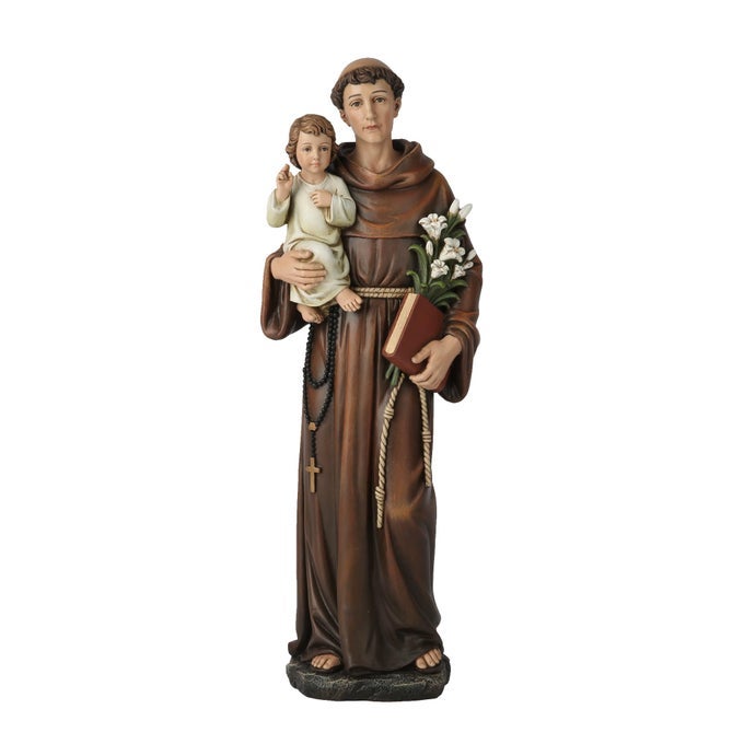 BC CATHOLIC ST ANTHONY OF PADUA STATUE BLESSED FIGURE RELIGIOUS INSPIRATIONAL HOME DECOR 1475 H RENAISSANCE SCULPTURE HANDMADE BY BUILDCLASSIC