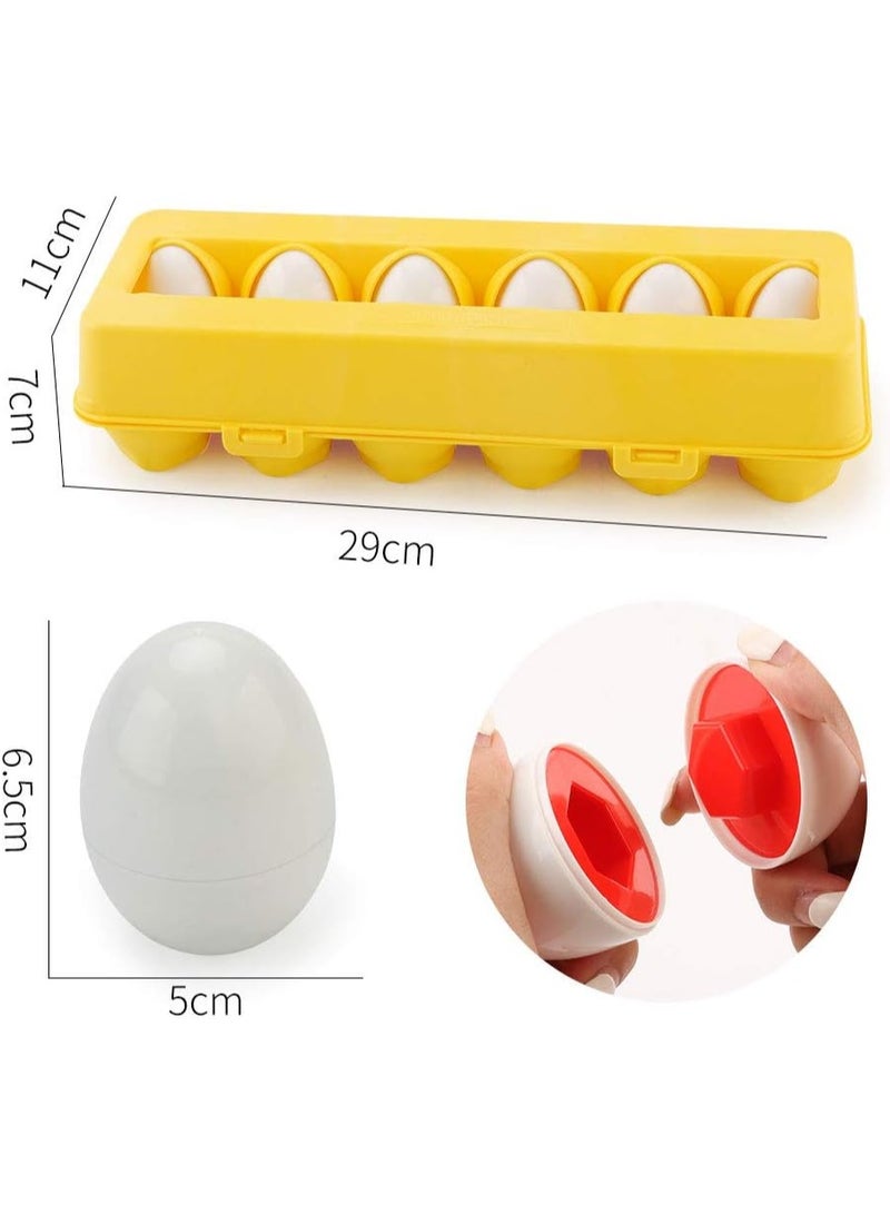 ARGT Matching Eggs - Toddler Toys - Educational Color & Recognition Skills Study Toys, for Learn Color & Shape Match Egg Set, for Age 2 Years Old and 2 Years Up Kid Baby Toddler Boy Girl. (12 Eggs) - Image 3