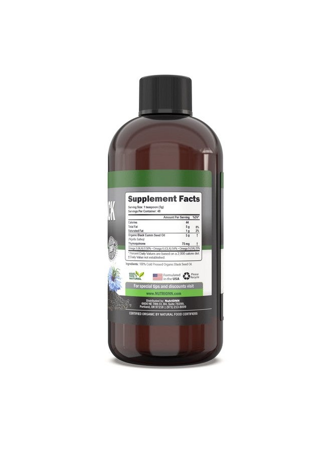 NutriONN Organic Black Seed Oil Usda Certified Organic Black Cumin Seed Oil Liquid High Thymoquinone Content Nongmo And Coldpressed Rich Source Of Omega6 & Omega9 Fatty Acids 8 Oz - Image 2