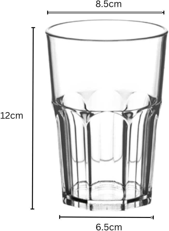 AIOS Avenue's Set of 6 Unbreakable Reusable Polycarbonate Plastic Octagon shaped 15 OZ Tumblers. (428ml/ 15oz to rim Height 12cm, Max Diameter 8.5cm) - Image 1