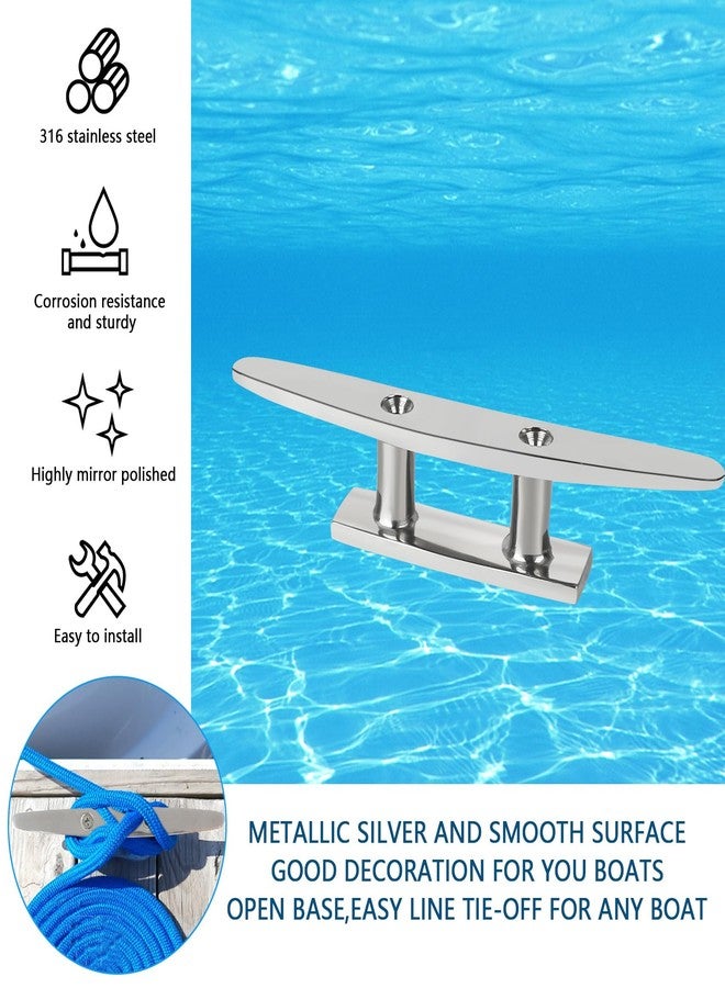 VEITHI 6 inch Boat Cleat Flat Top 4 Pack, 316 Stainless Steel Boat Dock Cleats,Rope Cleat,Dock Cleats with Screws for Marine or Nautical Decor and Dock Cleat Decorative. - Image 4
