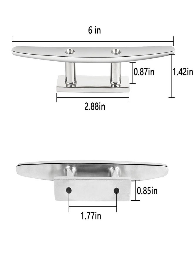 VEITHI 6 inch Boat Cleat Flat Top 4 Pack, 316 Stainless Steel Boat Dock Cleats,Rope Cleat,Dock Cleats with Screws for Marine or Nautical Decor and Dock Cleat Decorative. - Image 2