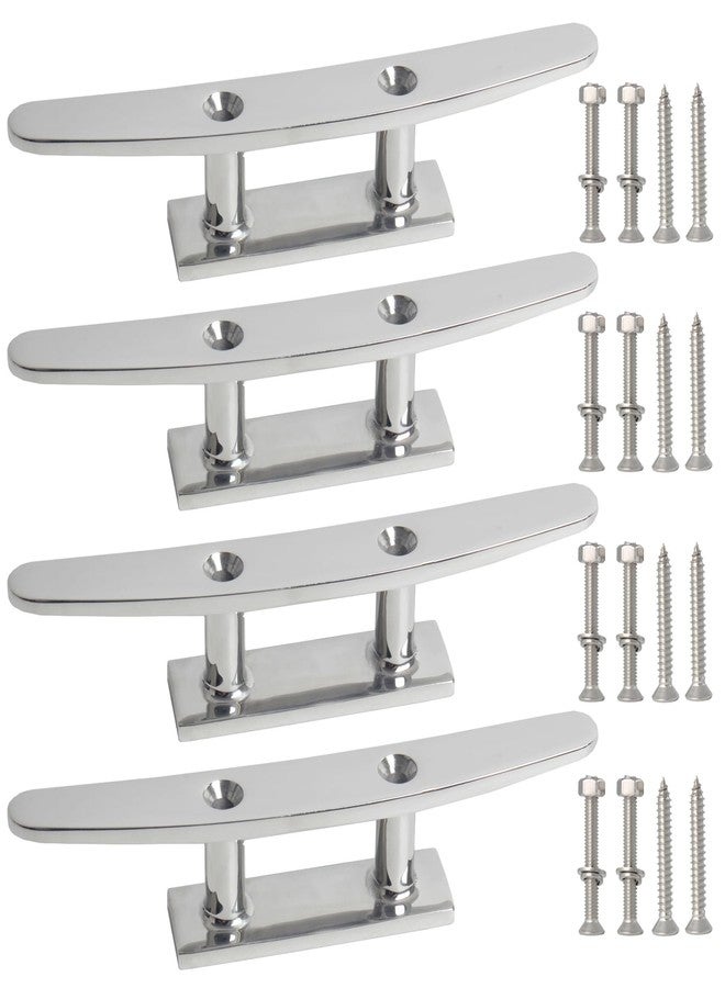 VEITHI 6 inch Boat Cleat Flat Top 4 Pack, 316 Stainless Steel Boat Dock Cleats,Rope Cleat,Dock Cleats with Screws for Marine or Nautical Decor and Dock Cleat Decorative. - Image 1
